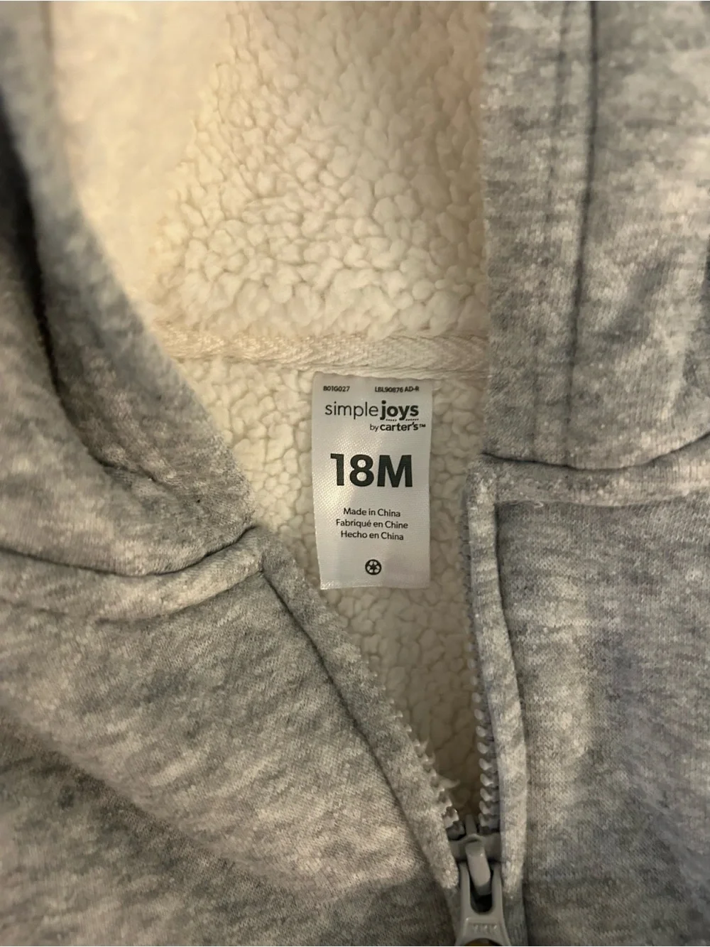 Simple Joys by CartersToddler Sherpa-Lined Zip Hoodie - Gray